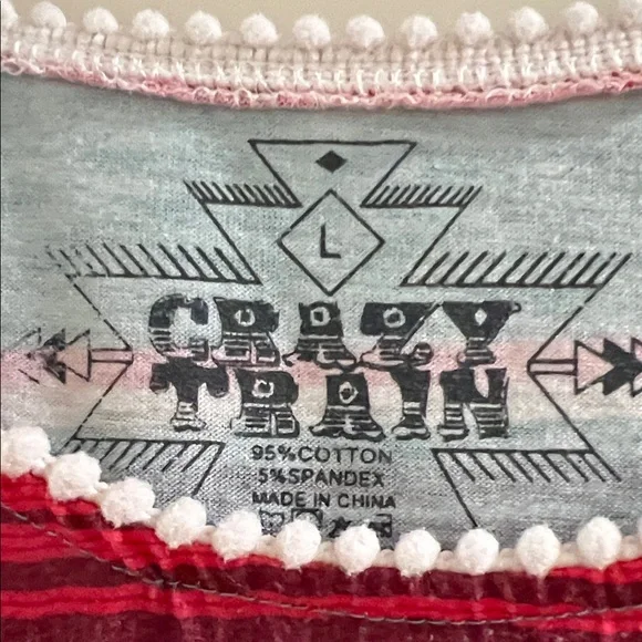 Crazy Train Red and Pink Striped Top - Picture 2 of 2